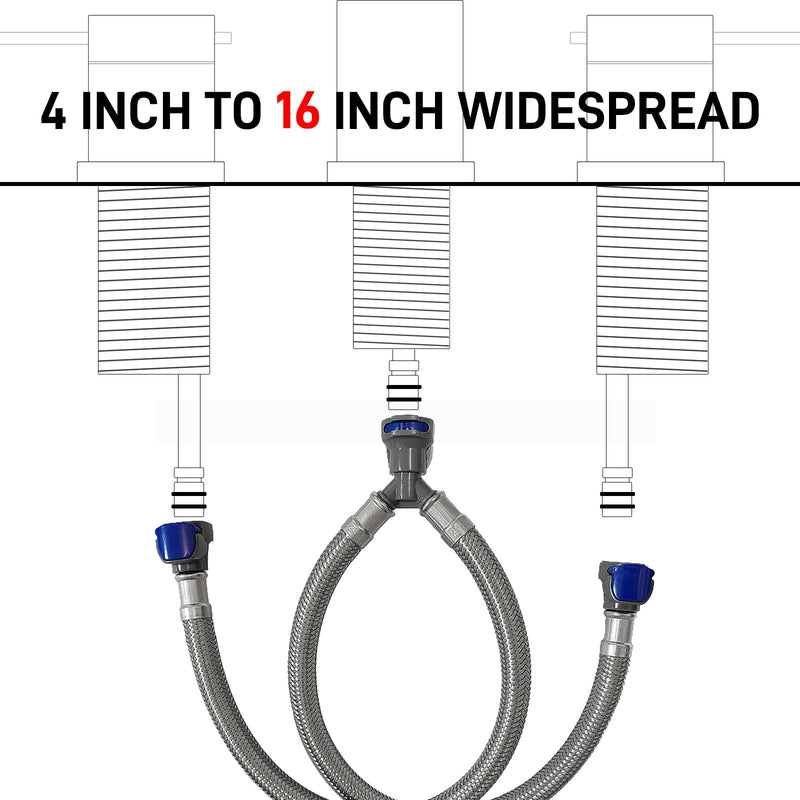 Quick Connect Faucet Water Supply Lines, 12 Inch, Widespread Bathroom Sink Faucets Replacement Fast Lock Pipe Hose, V-Shape