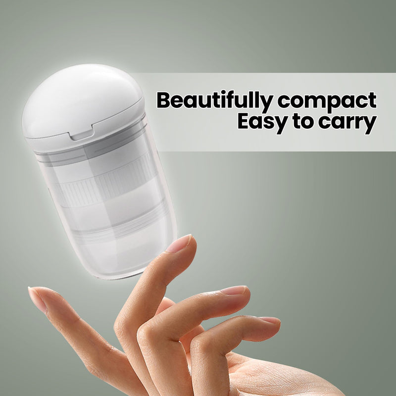 Multifunctional Pill Box, 4-in-1 Pill Organizer with Pill Cutter, Crusher & Water Cup, Compact Pill Case for On-The-Go Use (White) White