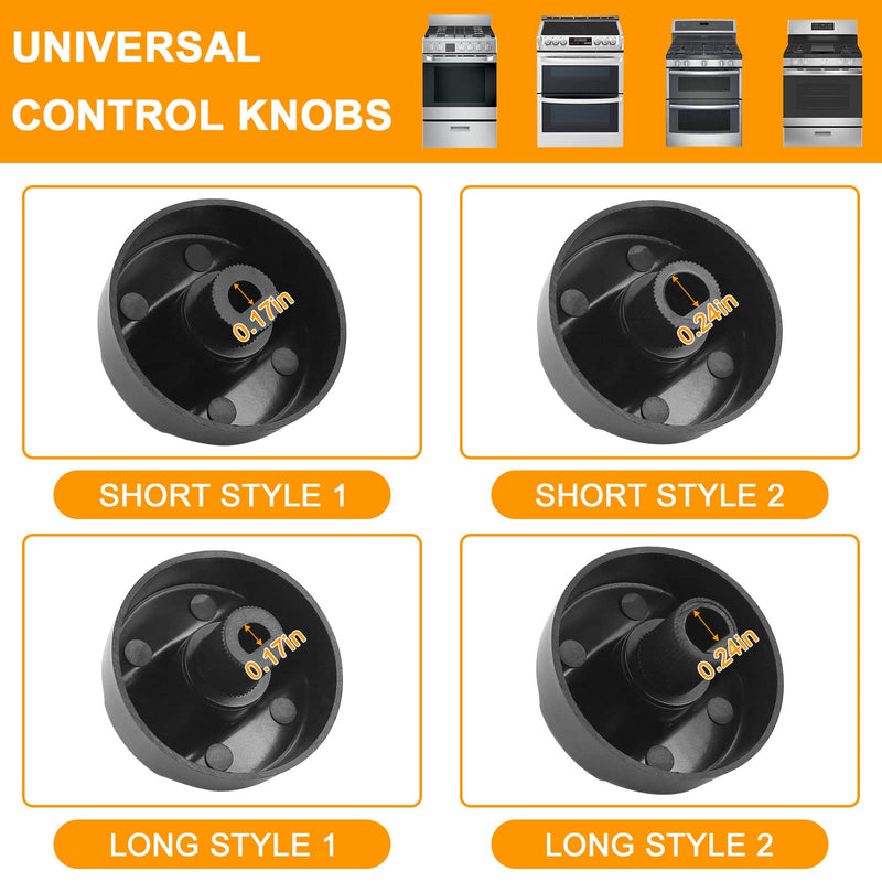 AMI PARTS Black Oven Control Switch Knob with 12 Adapters for Oven/Stove/Range Universal Knobs Wide Application