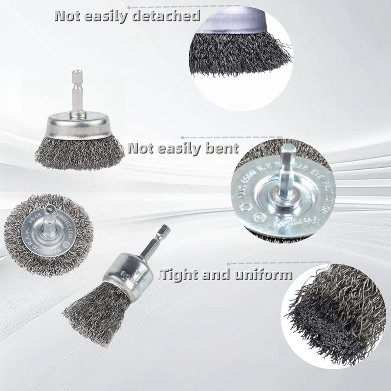 10 Pack Wire Brush for Drill, Carbon Steel Wire Wheel Brush, Cup Brush, Pen Brush Set with 1/4-Inch Hex Shank for for Cleaning Rust, Stripping and Abrasive 10 PCS