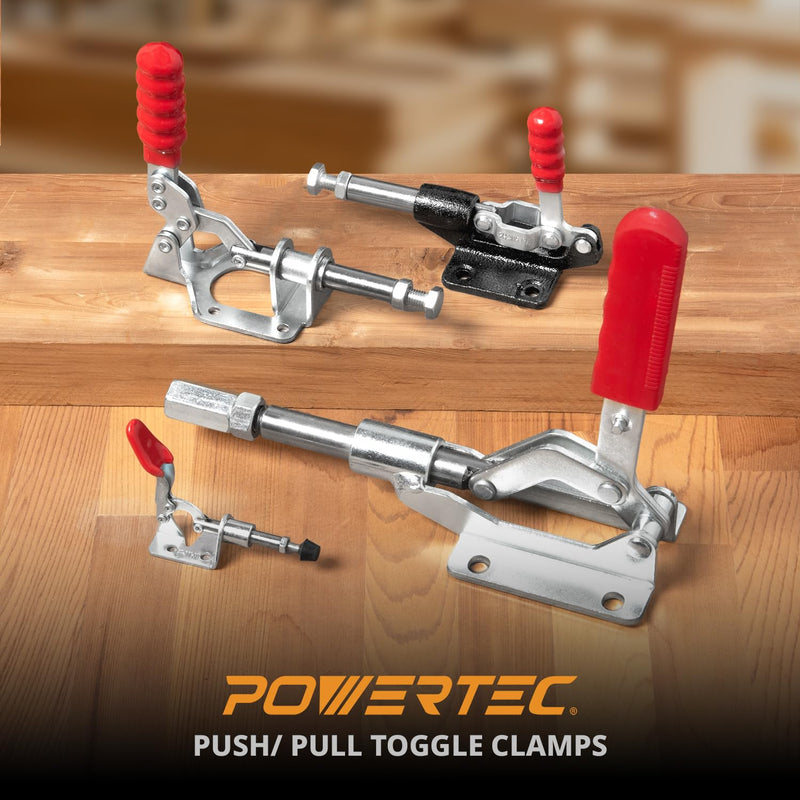 POWERTEC 1PK Toggle Clamp, 500lbs Holding Capacity, 305CM Quick Release Push Pull Clamp for Woodworking Jigs and Fixtures, Pocket Hole Jigs, Welding, CNC (20318) 305CM, 1PK