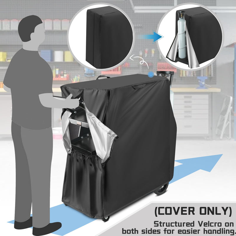Welding Cart Cover, Black Waterproof and Durable Protective Welding Machine Cover for Most Plasma Cutter Rolling Welding Cart on Market