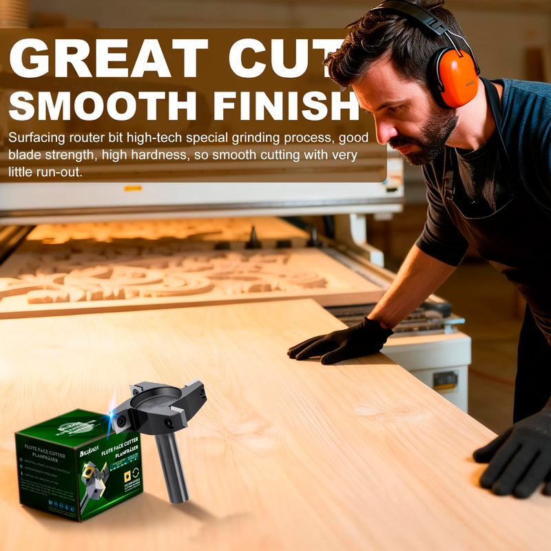 CNC Spoilboard Surfacing Router Bit 1/2'' Shank, Slab Flattening Router Bit with 2-1/2" Cutting Diameter, Planing Bit for Woodworking