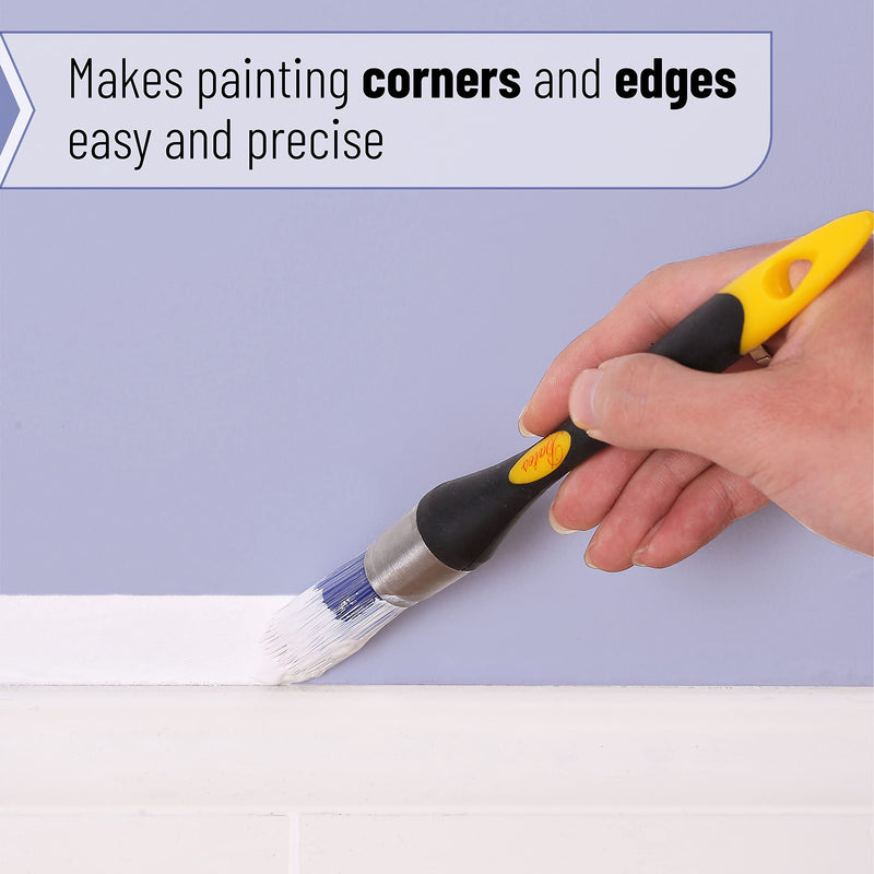 Bates- Trim Brush Set, 5/8”, 3/4” and 1”, Trim Paint Brush, Small Paint Brush, Trim Brushes for Painting, Small Brushes for Painting, Paint Brush for Trim, Paint Brushes for Walls Yellow-black 0.6”, 0.75” & 1”