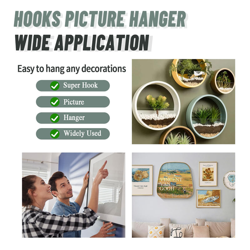 30pcs Super Hook Picture Hangers and Office Pack, Drywall Hooks for Hanging Pictures, Wall Hooks, Picture Hangers, Picture Hanging Kit，Hang Art, Clock, Shelves, Mirrors... 30pcs
