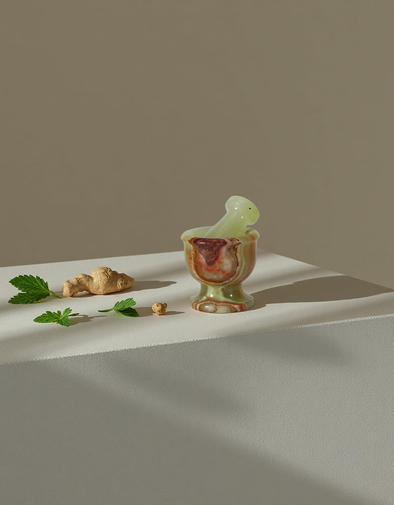 Mini Mortar and Pestle Set – 2.5″ Marble Stone Grinder with Polished Bowl & Non-Slip Base | Small Spice Crusher, Herb Grinder & Pill Crusher Multi Green 2.5x2.5