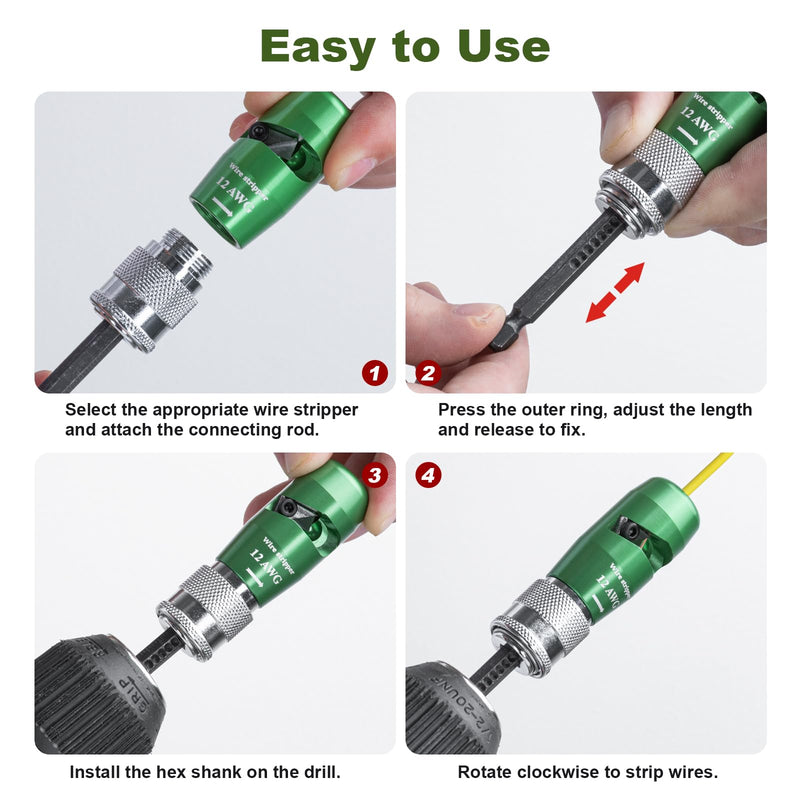 Wire Stripper Twister Tool for Drill, 2024 Upgraded Wire Stripping Tool & Wire Twisting Connector for Cutters 6-14 AWG, 8 In 1 Professional Electrician Wire Nut Twister Stripping and Twisting Tool