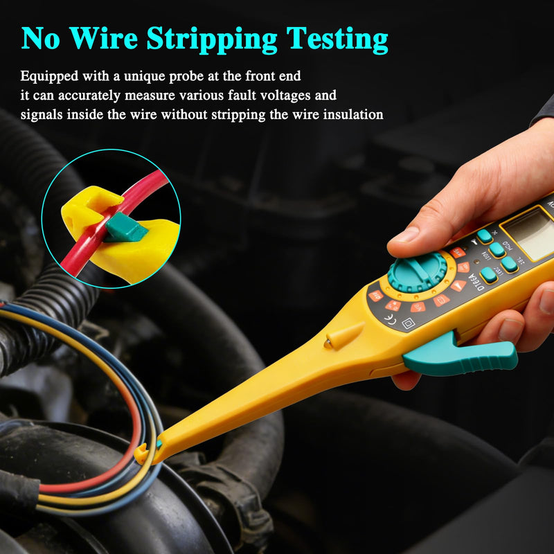 Automotive Circuit Tester with Hook Probe, 4-in-1 Digital Multimeter Auto Electrical Tester DC/AC Aging Voltage Resistance Continuity Battery Diode Tester with Screen for Car Truck Repair
