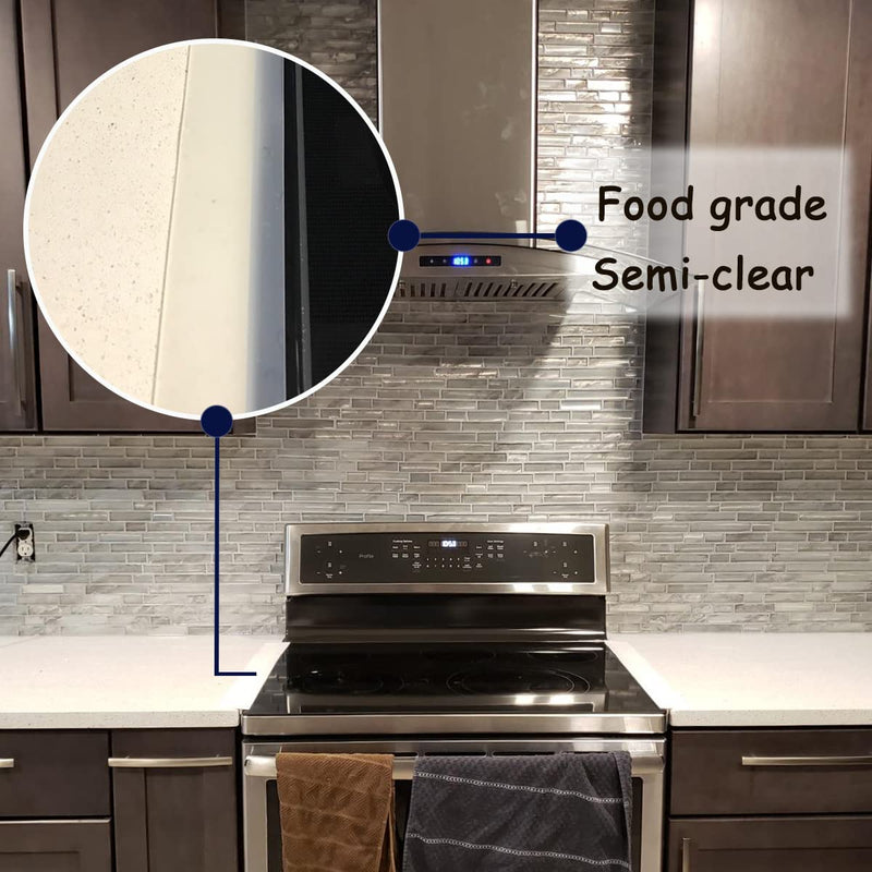 Silicone Gap Covers, (2 Pack) Silicone Stove Gap filler Stopper Kitchen Stove Gap Covers - Flexible Silicone Stove Counter Gap Cover, Food Grade (21 Inches, Semi Clear) 21inches Semi-clear