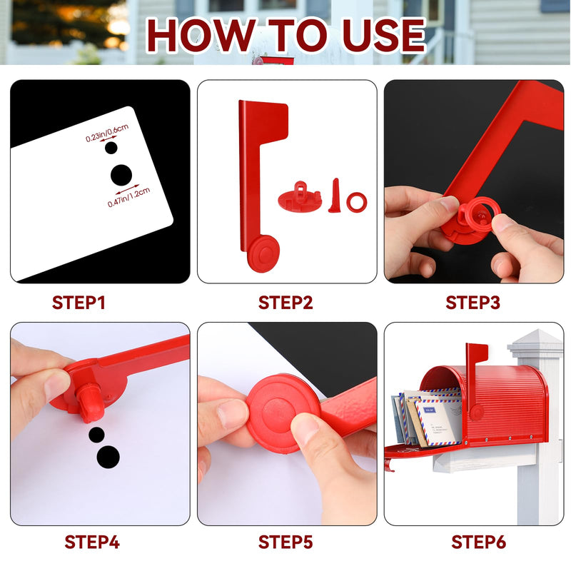 Mailbox Replacement Flag Kit Mailbox Red Flag Holder, Professional Mailbox Flag Galvanized Steel Including 1 Piece of Metal Mailbox Flag Replacement, 1× Red Washer, 1× Card Holder and 1× Card Strip Style - B