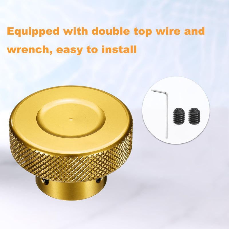 uxcell Anodization Aluminum Alloy Handwheel 8mm Bore 40mm OD Knurled Knob Turning Handle with Wrench for Milling Machine Lathe Slide Displacement Platform, Gold Tone 8mm-40mm