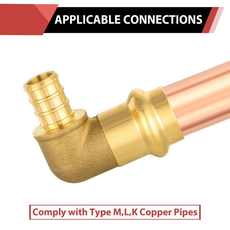 10Pcs EFIELD 1/2"PEX x 1/2"Copper Press 90 Degree Brass Elbow(PRESS091-10) 10 1/2"x1/2"