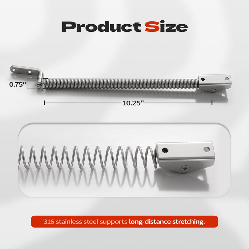 2 Pcs Hatch Spring Support, 316 Stainless Steel 10-1/4" Hatch Spring Holder, Heavy Duty Hatch Lid Support Spring with U-Bolt and L-Shaped Plate for Flip-Up Cabinet Doors and Window Hatches | Hatch Spring Support with U-Bolt and L-Shaped Plate 10.25"