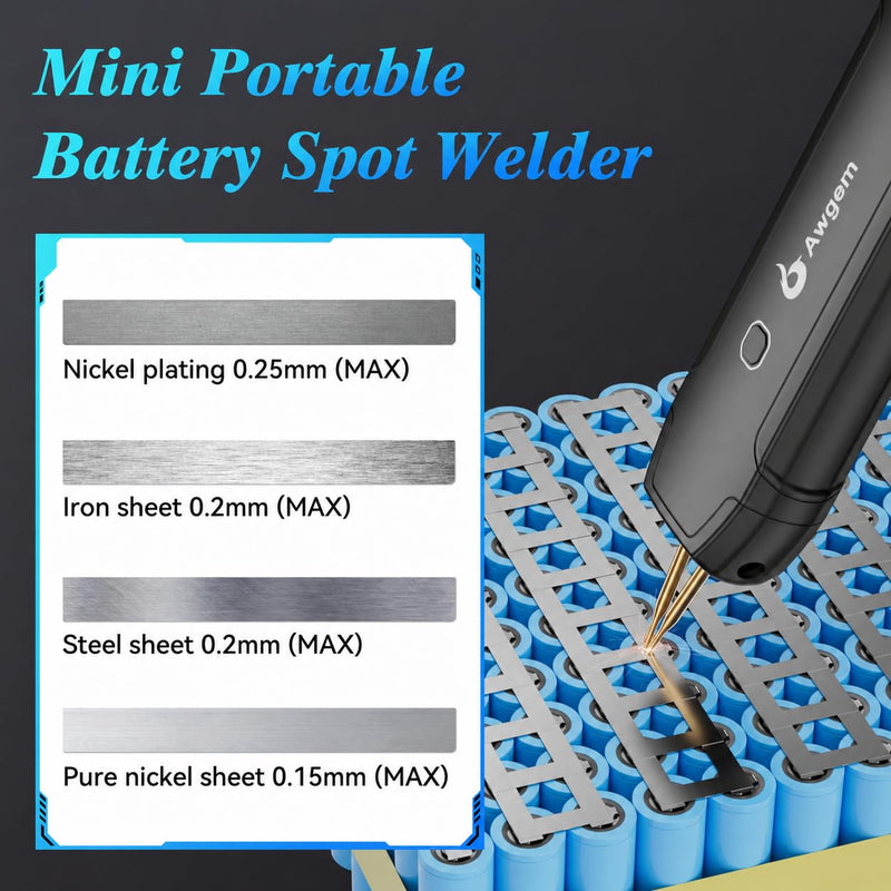 Battery Spot Welder, Handheld Rechargeable Battery Welder with LCD Screen, Auto & Manual Modes, Portable Spot Welding Machine for 18650 Battery DIY, Repairs and Outdoor Use