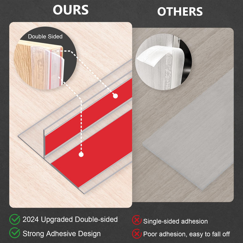 【2025 New Upgrade】 T-Shaped Silicone Weather Stripping Door Seal,1.37" x 10 FT Seal Strip for Door & Windows Gaps, Strong Adhesive Door Draft Stopper for Side of Door,Sliding Door, Transparent 1.37In Width, 10Ft Length