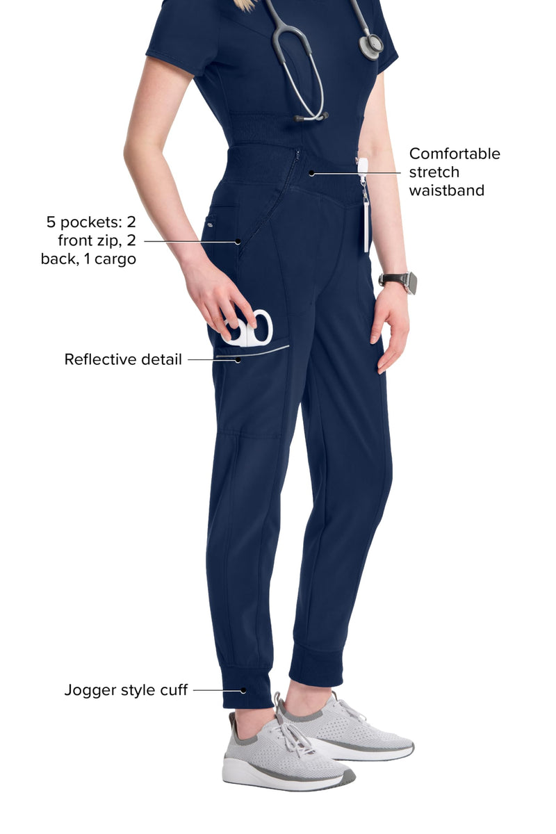 Infinity Cherokee Women's Scrub Jogger Pants Mid Rise with Moisture Wicking 360° Stretch Fabric - CK110A Medium Navy