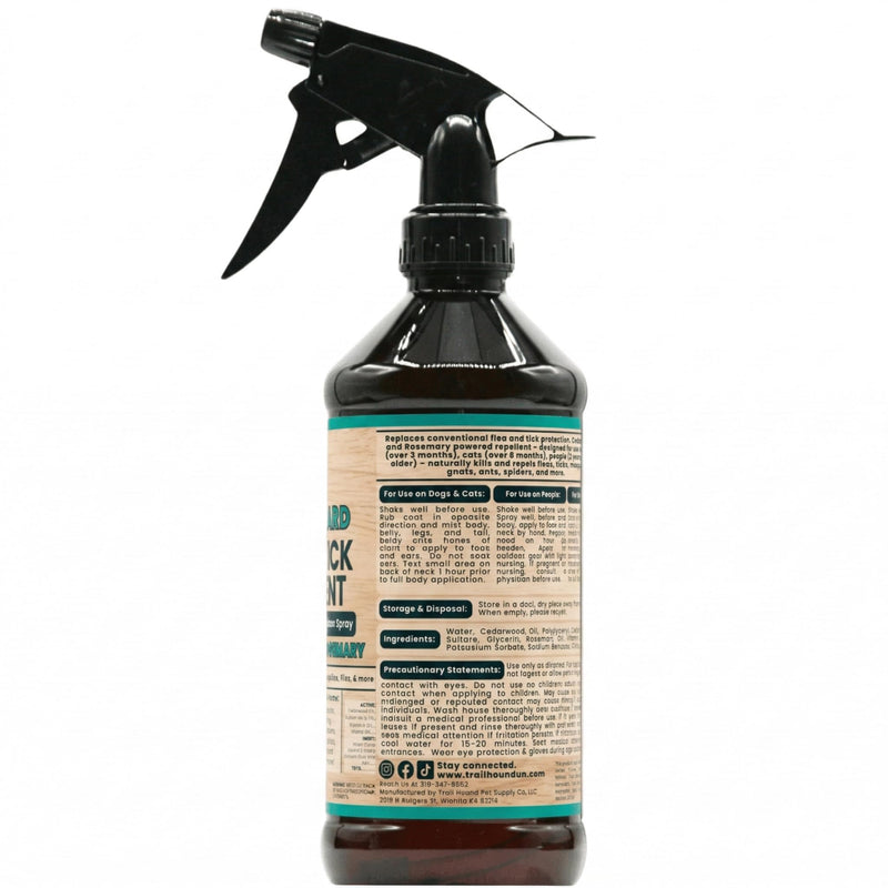 Trail Guard Natural Extra Strength Insect, Flea and Tick Spray for Dogs, Cats, People & Home (16oz, Cedarwood & Rosemary) 1 Pack 16oz