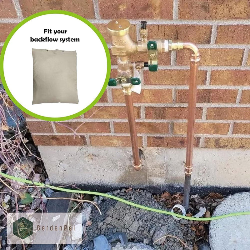 GardenPal Backflow Preventer Cover Insulated Pouch, Irrigation Sprinkler Valve Insulated Pouch, Anti-UV Winter-Freeze Sprinkler Backflow Cover, Beige (35 * 45cm /14 * 18 inch) 35*45cm/14*18 inch