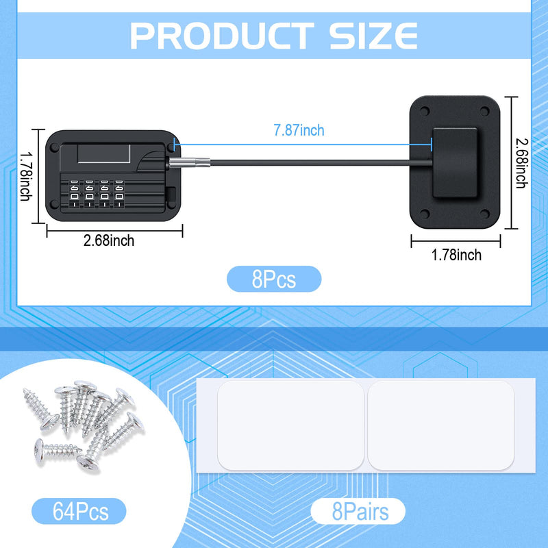 Zhengmy 4 Pcs Refrigerator Locks, Cabinet Locks with Combination, Heavy Duty Fridge Lock with 4 Digit Code for Kids Adults, Child Proof Fridge Lock, Drawers, Closets, Windows, Easy Install(Black) Black