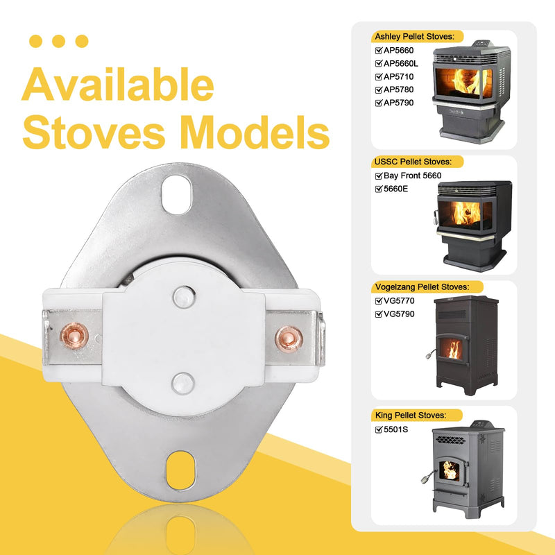 Adviace 80599 Low-Temp Ceramic Limit Snap Disc Switch for Vogelzang VG5790, VG5770 Pellet Stoves, USSC, Ashley and King Pellet Stoves, F140-10F Low Limit Thermodisc Switch Exhaust T-Disc. 80599 Snap Disc