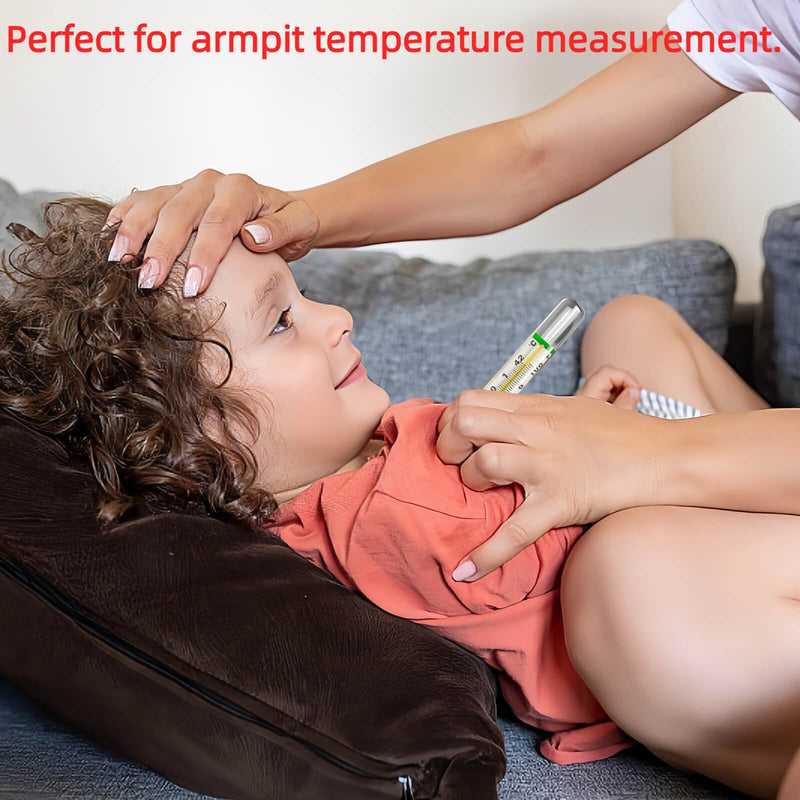 ℃&℉ Mercury Free Thermometer for Armpit 2PCS - Clinical Glass Thermometer for Fever -Classic Non Digital Thermometer for Adults - Accurate Easy Reading by HARIKA LIFE