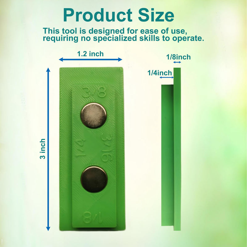 Stud and Trim,4-in-1 Trim Reveal Tool - 1/8", 3/16", 1/4", 3/8" trim reveal gauge for Accurate Jamb Marking,Magnetic Stud Finder for Locate Screws,(Green)