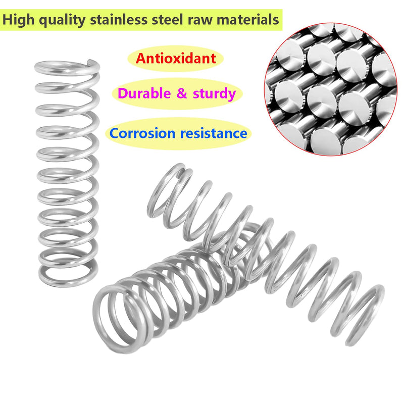 10Pcs Stainless Steel Springs, Compression Springs, Wire Diameter 1.2mm, 8mm OD, 35mm Free Length, Springs for Shop and Home Repair OD 8mm*35mm