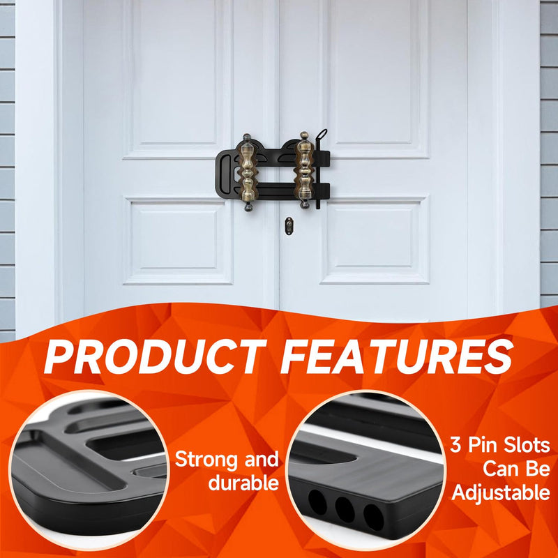 Double Door Locks for French Doors Adjustable Childproof French Door Security, Prevent Kick Ins, 3-Position Pin Slot Safety Unibody Design Reinforcement Lock Prevent Home Unauthorized Entry(Black)