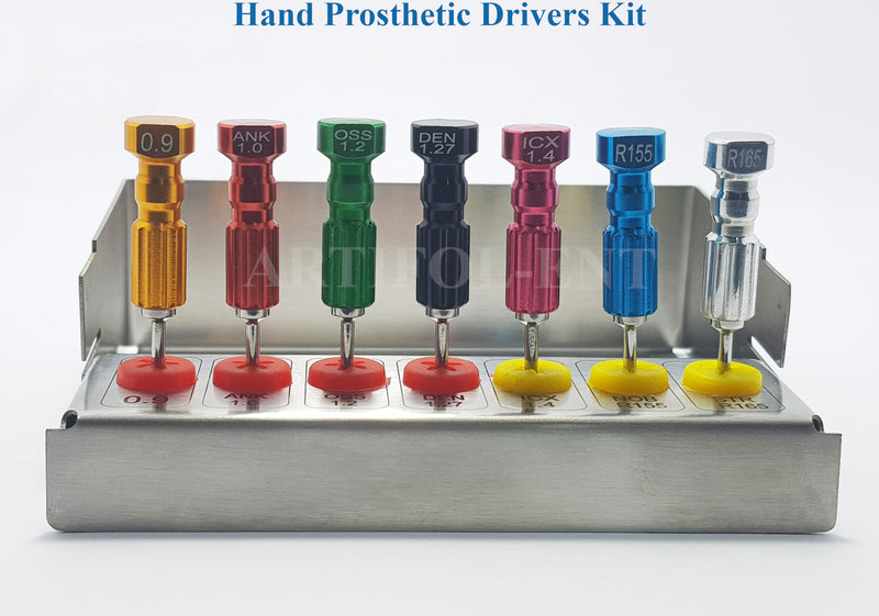 7 Pcs Universal Implant Hand Prosthetic Screw Drivers Kit Technician Tools Dental Micro Screwdriver Set Rainbow Colorful Prosthetic Kit OS1034