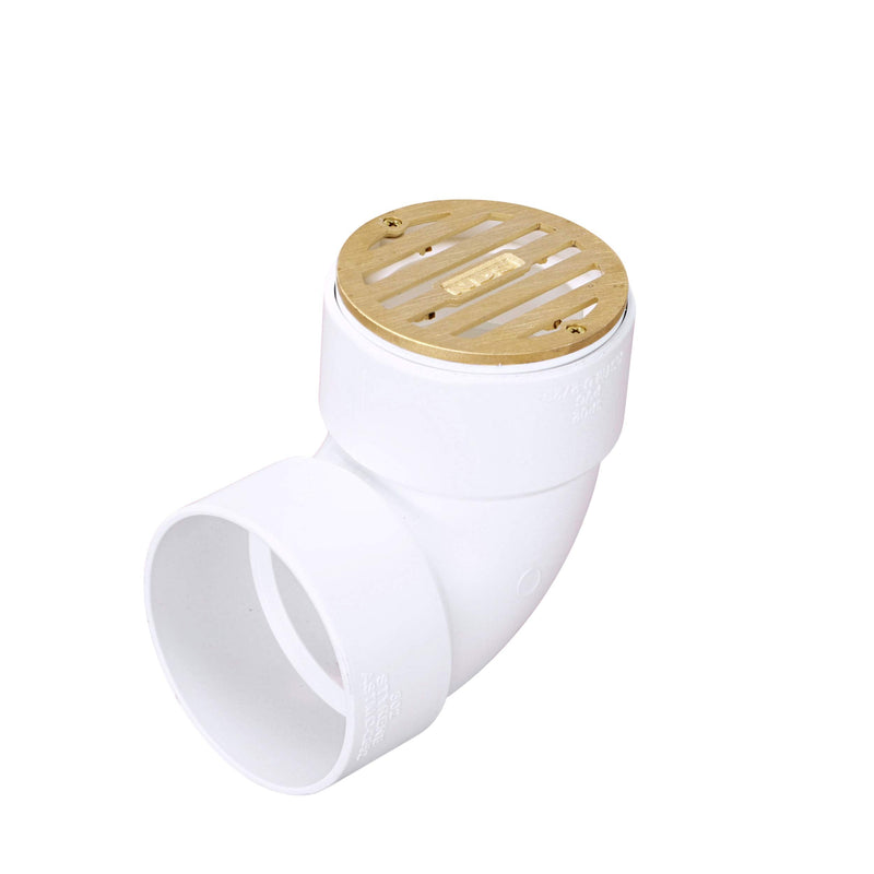 NDS 909B*, 3-Inch Round Grate with Collar, Connects to 2-Inch Drain Pipe and 3-Inch Drain Fittings, for Small Lawns, Landscaping and Patios, White Plastic and Satin Brass (Pack of 4) Pack of 4