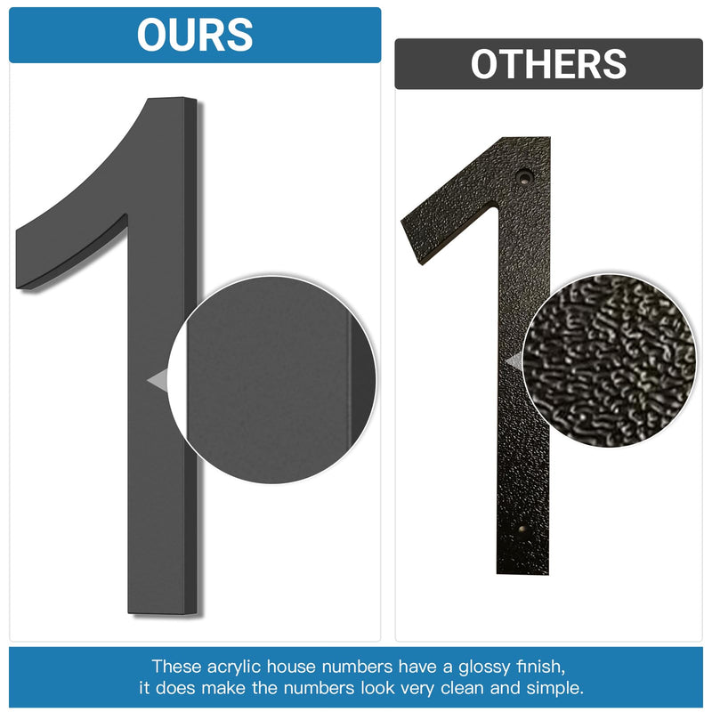 DEWEL 8 inch Floating Large House Numbers for Outside, Black Modern House Address Numbers Decor for 911 Visibility Signage with Nail Kits (House Number 1) Black 1