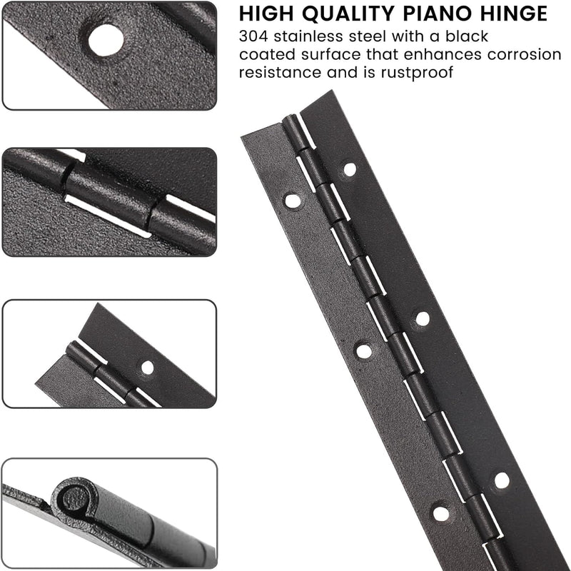 2PCS Continuous & Piano Hinges,18-Inch Heavy Duty Stainless Steel 304 Continuous Hinges Piano Boat Hinges,0.05" Thickness,2" Open Width, Ideal for Folding Cabinet Doors,Piano Cabinets
