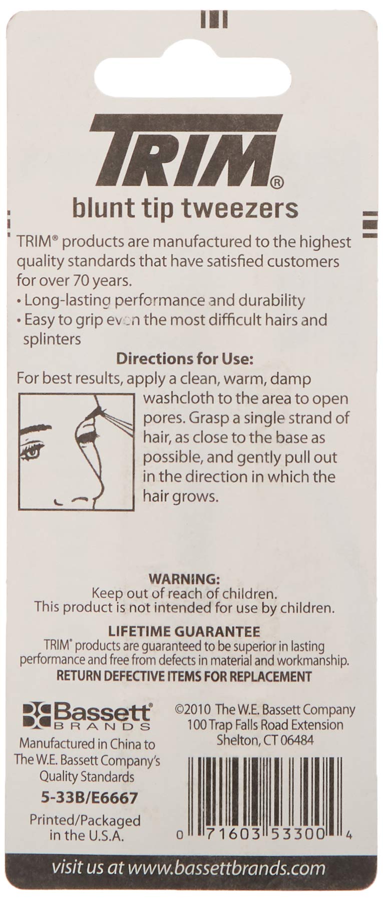 Trim Blunt Tip Tweezers with Textured Grip 1 Count (Pack of 1)