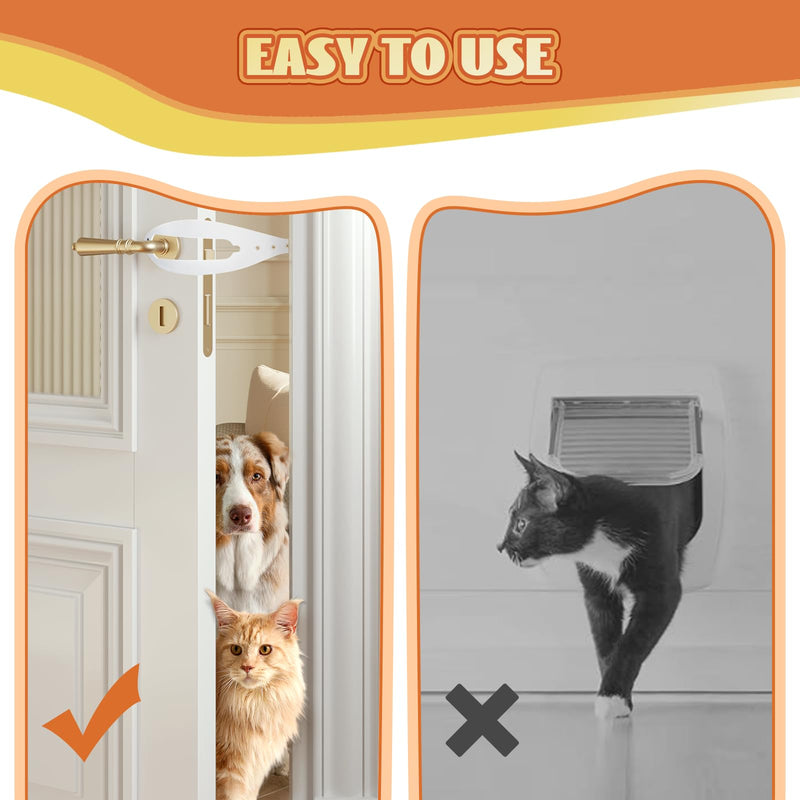 TGIOW Cat Door Latch, 2 Pcs Cat Door Stopper Pet Door Latch to Keep Dog Out of Litter Box and Food, Door Prop for Cat with 5 Adjustable Size Strap 2.5-6" Wide, No Measuring, Easy to Install, White 2pcs-white