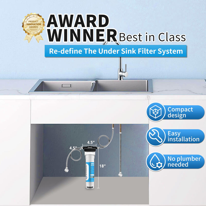 WINGSOL Jumbo Under Sink Water Filter Replacement, Reduce Heavy metals, Chlorine, Alkalize, Long-lasting, 5-in-1, work with WS-US-001 Jumbo advanced (F), Model#WS-USRF-001 Jumbo Advanced