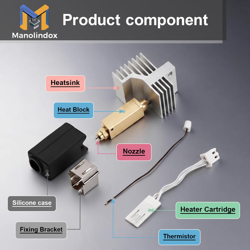 2Pack 0.4MM CC2 Hardened Steel Ceramic Hotend for Centauri Carbon 2, Hot End Print Head Extruder Kit Heater Cartridge with 0.6/0.8/0.2MM Nozzle Silicone Socks and Kit Tools