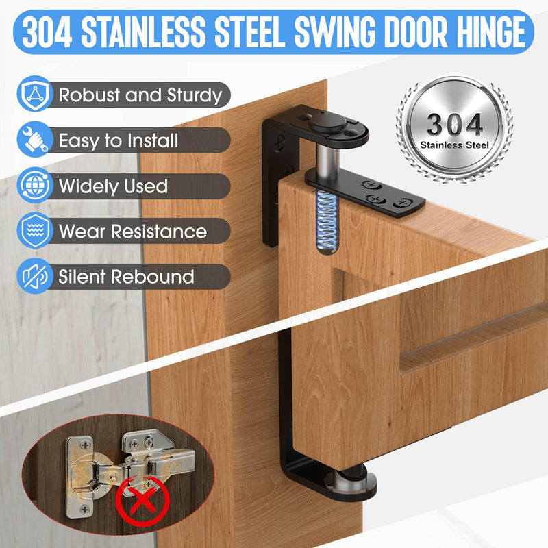 Heavy-Duty Self Closing Saloon Door Hinges, 304 Stainless Steel Self-Return Dual Swing Cafe Hinges for Bar, Patio Doors (2, Large) 2