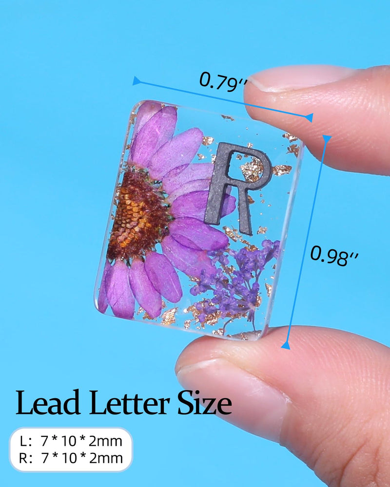 Plifal Xray Markers with Lead Initials Flower - X-ray Markers Purple Dried Floral Glitter in Resin Radiology Include Reusable Adhesive Tapes to Nurse Radiologist Badge Reel Buddy, Easy to Identify