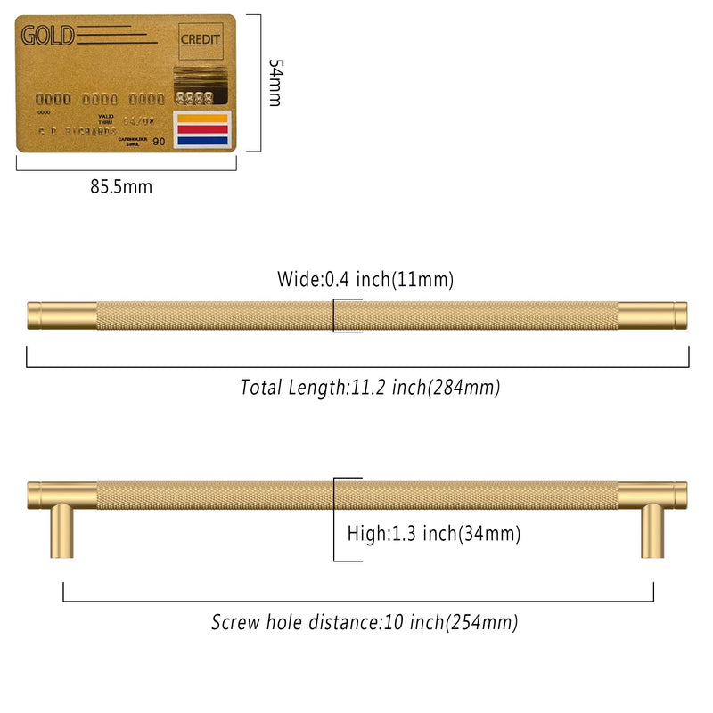 Champagne Bronze Knurled Cabinet Handles Kitchen Pulls 10 Inch 10 Pack Champagne Bronze 10" Hole Center