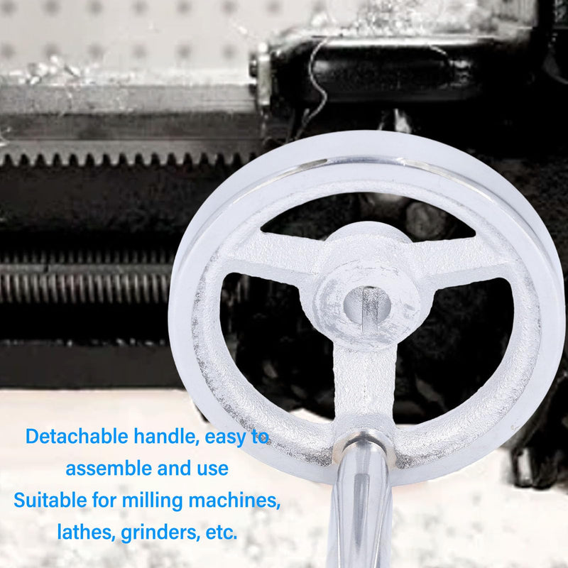 Round Handwheel 12x100MM 3 Spoke Rotary Hand Wheel Machine Tool Cast Iron with Revolving Handle for Lathe Milling Grinding Machine