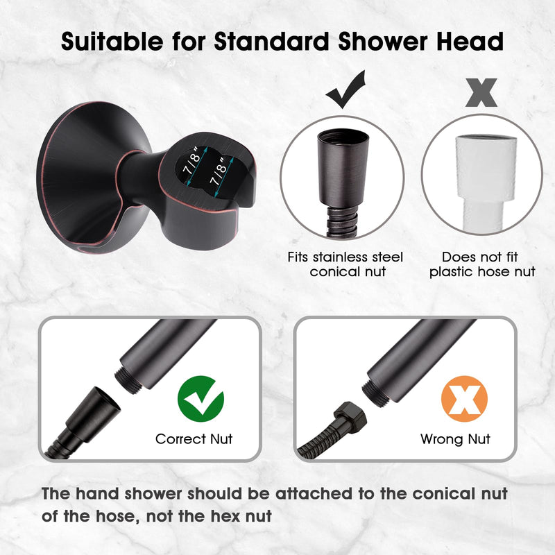 BRIGHT SHOWERS Handheld Shower Head Holder with Dual Angle Positions, Wall Suction Bracket Includes Adhesive 3M Disc, No Tools Required and Easy Installation, Oil Rubbed Bronze Finish Suction Shower Holder