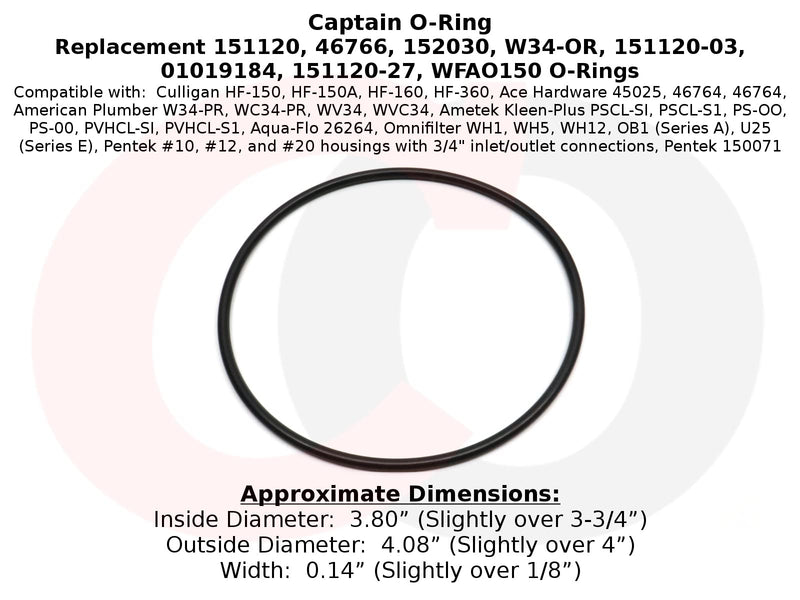 Captain O-Ring - Replacement 151120 / W34-OR O-Ring Compatible with Pentek Water Filter Housing (3 Pack) [Also Called 152030, WFAO150, EV3112-40, etc - NewNest Australia