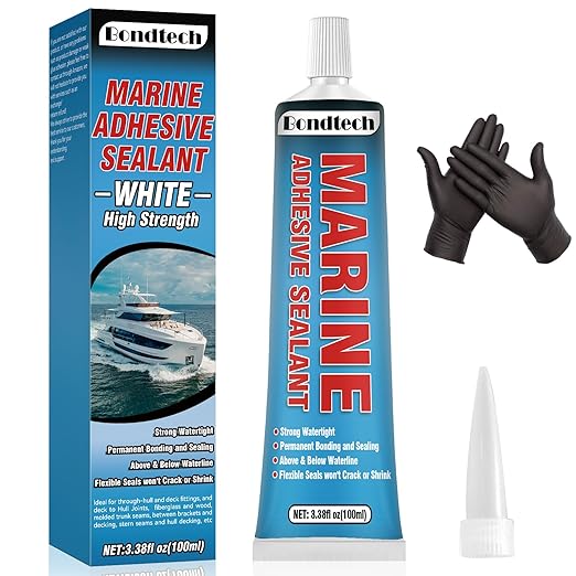 3.4 oz Marine Adhesive Sealant White, Marine Silicone Sealant Permanent, Marine Glue Waterproof, High Bond Strength, Fast Cure, UV Resistant, Above & Below Waterline - NewNest Australia