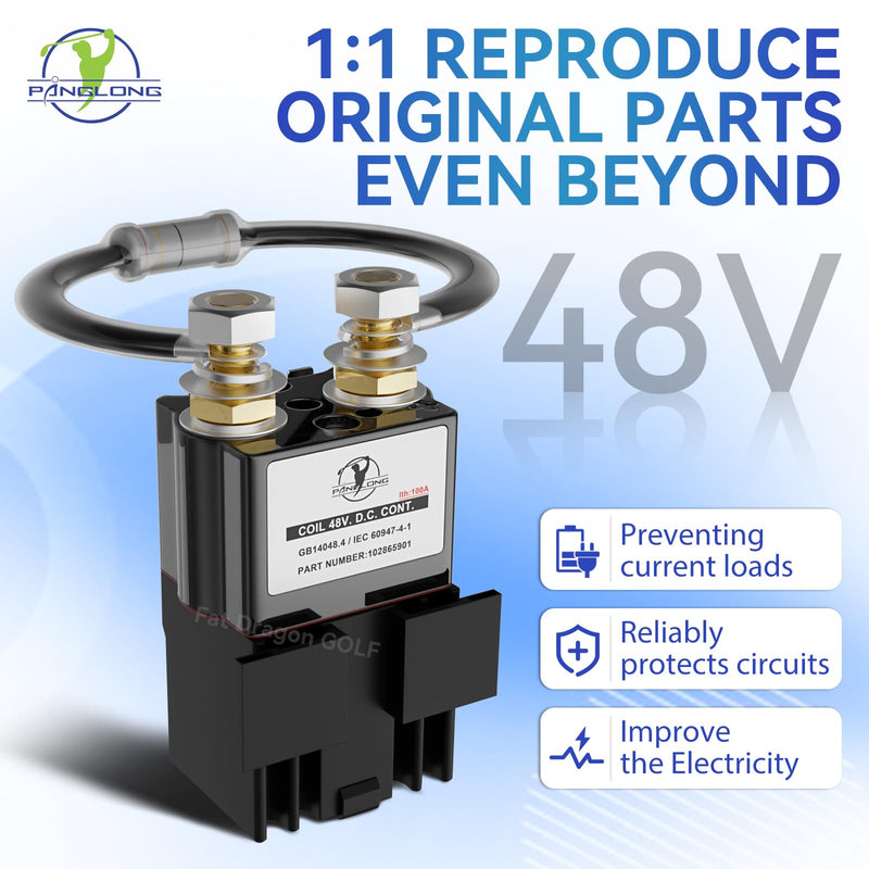 Club Car Solenoid 48 Volt, Albright 4 Terminal Club Car 48V Solenoid Suitable for 2018-Up Tempo and Club Car New Model Golf Cart, Replace OEM #102865901,1028659-01, SU60-2122P Solenoid and resistor Assembly