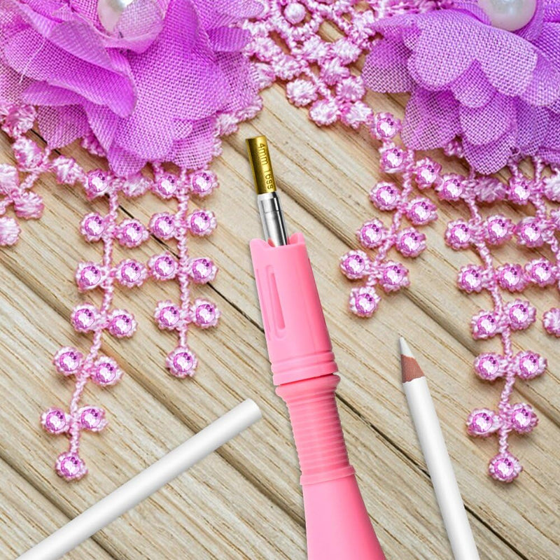 XINMEIWEN Bedazzler Kit with Rhinestones,Hot Fix Applicator Tool, Diamond Painting Pen, 7 Different Sizes Tips,Tweezers and Brush Cleaning Kit for DIY Clothes Shoes (Pink) 3Pack PINK