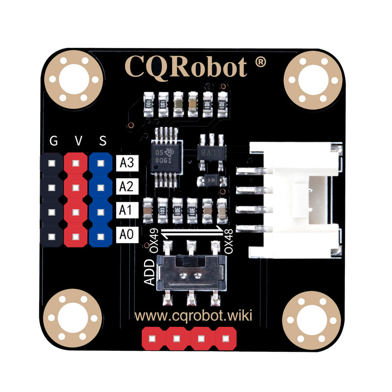 ADS1115 16-Bit ADC Conversion Module Compatible with Raspberry Pi and Arduino Boards. Achieve Analog and Digital Signal Acquisition or Conversion, 3.3V to 5V, I2C Address Selection Switch.