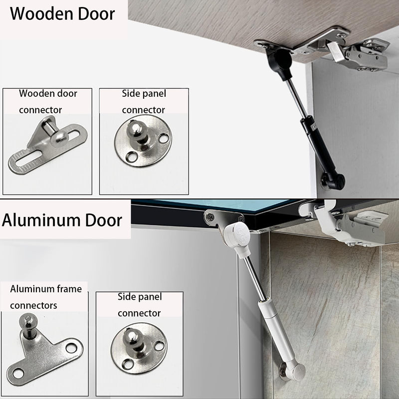 120N Black Cold-Rolled Steel Hydraulic Support Rod, Suitable for Upward-Opening Cabinet Doors — Includes 2 Cabinet Door Hinges (Including 2 Pneumatic Support rods + 2 Hinges)