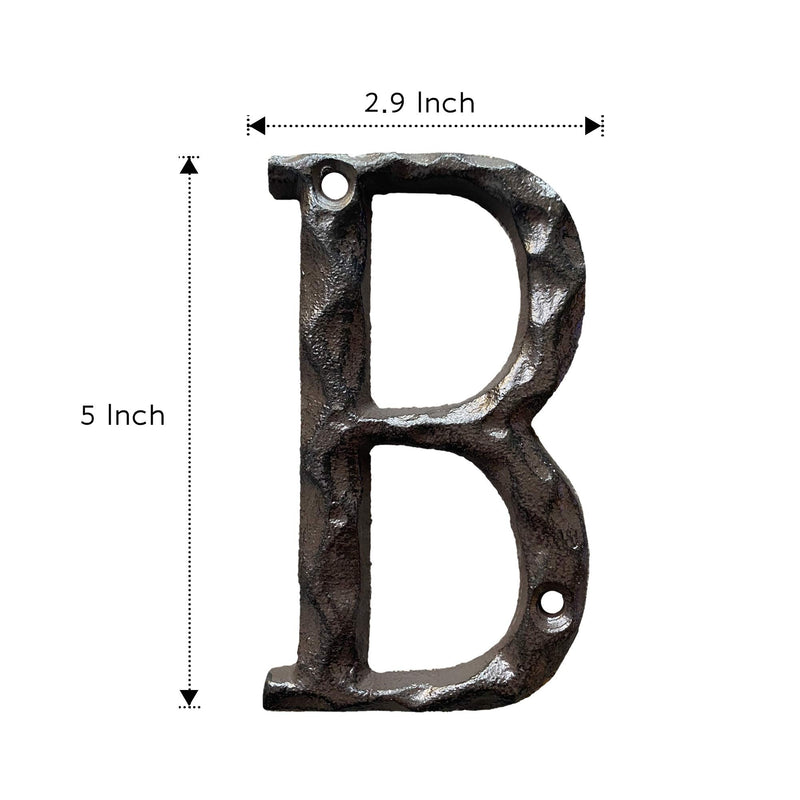 5 Inch House Letters, Rustic Cast Iron Metal Home Address Number & Letters/Unique Hammered Look, Letter B