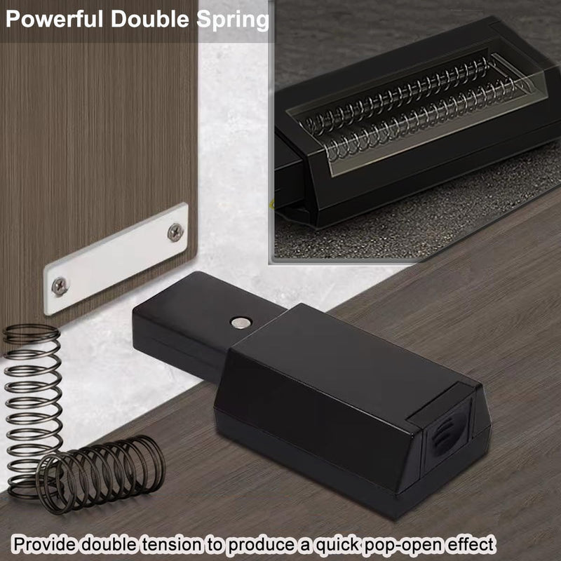 Magnetic Push to Open Cabinet Hardware CBRIVE 2 Pack Heavy Duty Push Latch & Lock for Hidden Door Touch Latches and Catch Magnet Push Release Drawer Pull Tip on RV Closet Close Strong Pop Out, Black