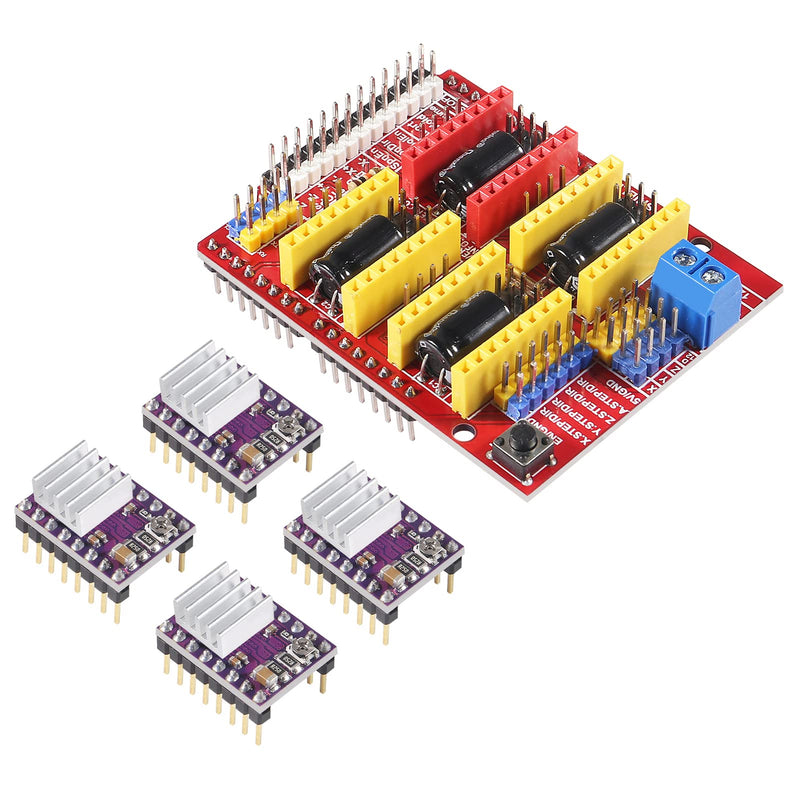 CNC Shield Expansion Board V3.0 + 4Pcs DRV8825 Stepper Motor Driver Module with Heat Sink for Engraver 3D Printer Ramps 1.4 StepStick